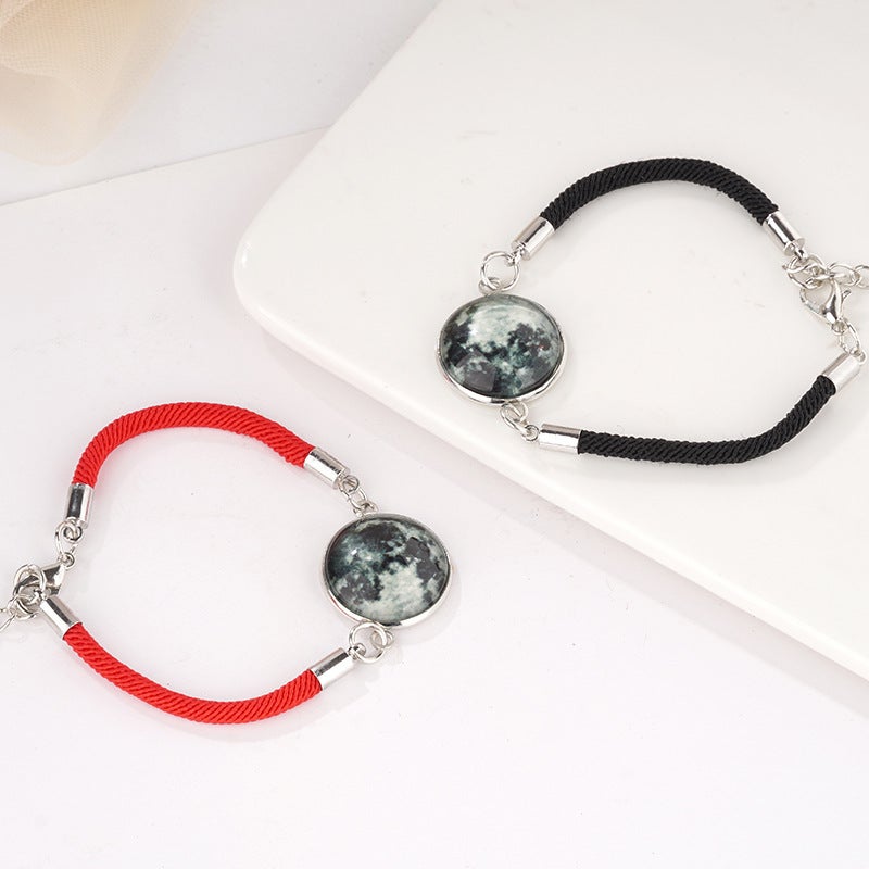 Fashion Sun And Moon Lovers Stainless Steel Time Gem Woven Bracelet Valentine'S Day Couple Bracelet Moon Bracelet - Image 4